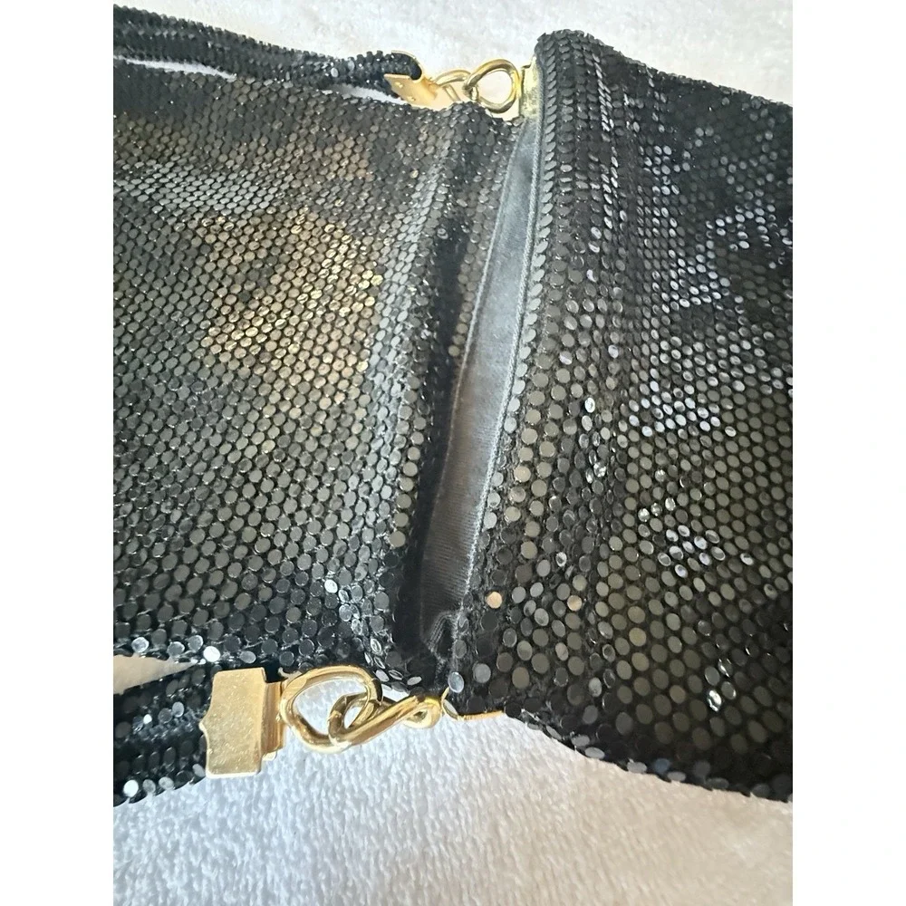 Black Metal Mesh Evening Bag Crossbody Prom Black Tie Fancy‎ Slinky